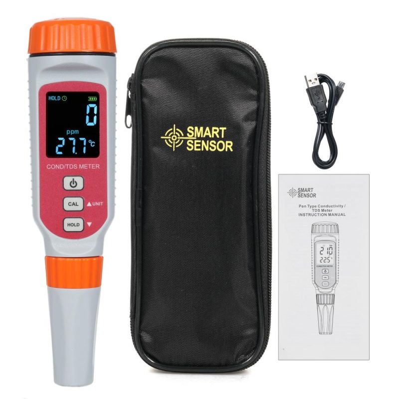 SMART SENSOR Digital Water Quality Meter 3 in 1 COND/TDS/Temp Meter 0~1999ppm/0~19.99ppt Pen Type Waterproof Conductivity Meter for Home Drinking Water Seawater Spa Aquarium  |   Water quality analysis equipment Measurement & Analysis Instruments Orange