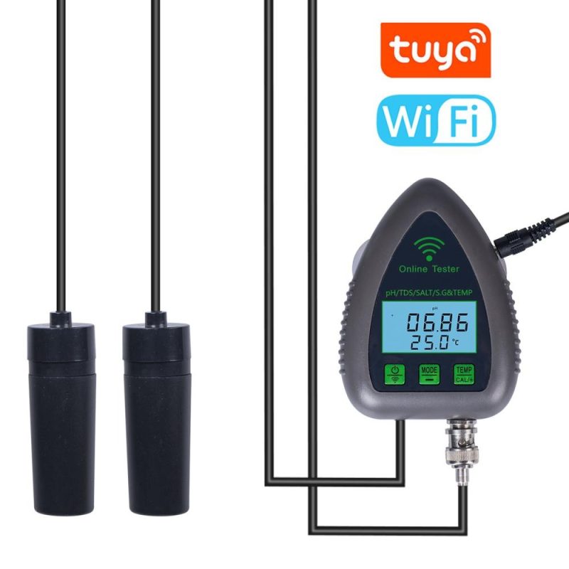 Tuya WiFi 5in1 Water Quality Online Monitor PH Total Dissolved Solids S.G Salinity Temperature Test Meter Multi-functional Mariculture Tester for Drinking Water Aquarium Aquaculture Swimming Pool  |   Water quality analysis equipment Measurement & Analysis Instruments Water quality analysis equipment