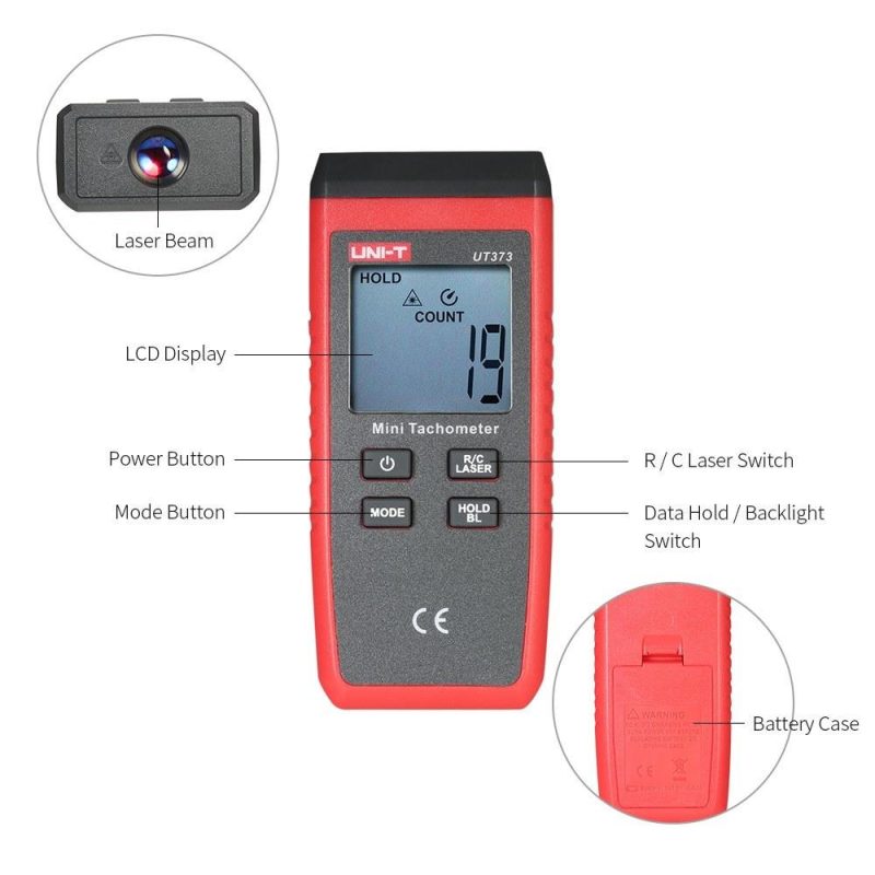 UNI-T UT373 Handheld LCD Digital Tachometer Speedometer Tach Meter Measuring Rang 0 ~ 99999 COUNT  |   Other Instruments Measurement & Analysis Instruments Other Instruments