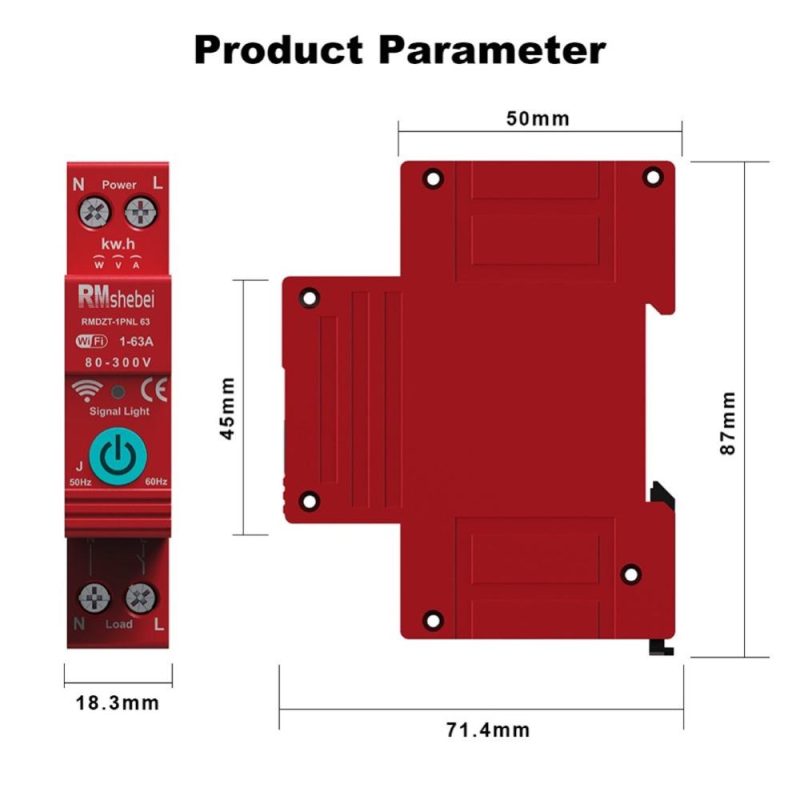 Tuya WiFi 1P Intelligent Circuit Breaker Single Phase Digital Display Metering Switch Voltage Current Protective Device Compatible with Alexa and Google Assistant for Voice Control  |   Other Instruments Measurement & Analysis Instruments Other Instruments